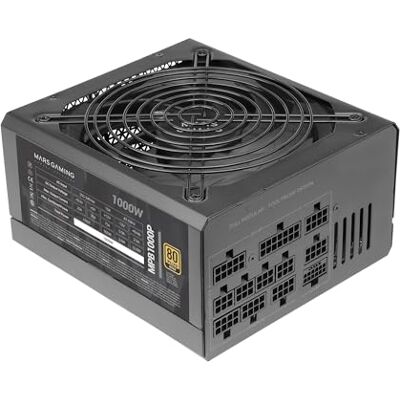 Mars Gaming MARSGAMING MPB1000P Bloc d'alimentation modulaire ATX 3.0 1000 W, 80Plus Gold, ventilateur AI-RPM 140 mm, condensateurs japonais, prise en charge PCIe 5.0 et APFC, technologie DC-DC et SMD, noir Mars Gaming MARSGAMING MPB1000P Bloc d'alimentation modulaire ATX 3.0 1000 W, 80Plus Gold, ventilateur AI-RPM 140 mm, condensateurs japonais, prise en charge PCIe 5.0 et APFC, technologie DC-DC et SMD, noir