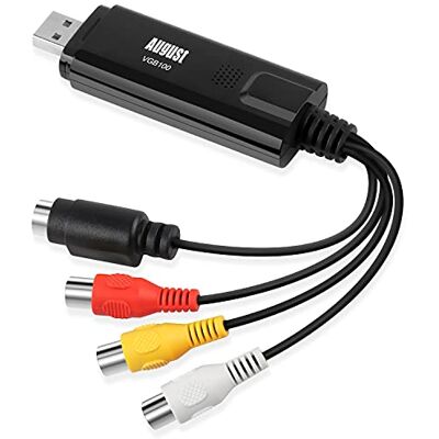 August VGB100 Enregistreur Convertisseur de Vidéo/Audio AV Carte de Capture Vidéo Clé USB 2.0 – Câble de Transfert S-Vidéo/AV à USB – Compatible Windows 11/10 / 8/7 / Vista SECAM PAL August VGB100 Enregistreur Convertisseur de Vidéo/Audio AV Carte de Capture Vidéo Clé USB 2.0 – Câble de Transfert S-Vidéo/AV à USB – Compatible Windows 11/10 / 8/7 / Vista SECAM PAL