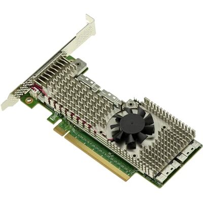 KALEA-INFORMATIQUE Carte contrôleur Switch PCIe 4.0 avec 4 Ports SFF-8654 8i pour contrôler jusqu'à 8 SSD NVMe M2 M3 U2 U3 ou plaques rapportées PCIe, Chipset Broadcom PEX88048. KALEA-INFORMATIQUE Carte contrôleur Switch PCIe 4.0 avec 4 Ports SFF-8654 8i pour contrôler jusqu'à 8 SSD NVMe M2 M3 U2 U3 ou plaques rapportées PCIe, Chipset Broadcom PEX88048.