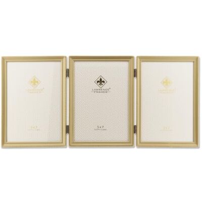 Lawrence Frames Cadre avec bordure de perles, format triple, 12,7 x 17,8 cm Doré satiné Lawrence Frames Cadre avec bordure de perles, format triple, 12,7 x 17,8 cm Doré satiné