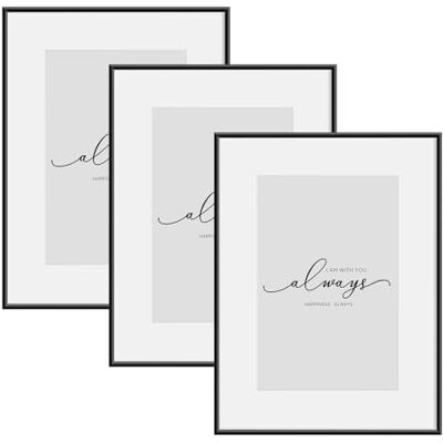 WOLTU BR9953sz-3 Lot de 3 cadres photo, en aluminium, noirs, mats, avec passe-partout, en métal, avec Plastique, 13 x 18 cm WOLTU BR9953sz-3 Lot de 3 cadres photo, en aluminium, noirs, mats, avec passe-partout, en métal, avec Plastique, 13 x 18 cm