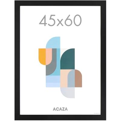 ACAZA Cadre Photo 45 x 60 cm, En Bois MDF et Verre Acrylic, Pour Photos, Posters et Puzzles, Décoration Murale, Portrait et Paysage, Noir ACAZA Cadre Photo 45 x 60 cm, En Bois MDF et Verre Acrylic, Pour Photos, Posters et Puzzles, Décoration Murale, Portrait et Paysage, Noir