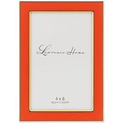 Lawrence Frames Cadre en métal, émail poli, Orange, 10,2 x 15,2 cm Lawrence Frames Cadre en métal, émail poli, Orange, 10,2 x 15,2 cm