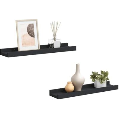 vidaXL Étagères à rebord pour cadre photo 2 pcs Noir 40x9x3 cm MDF vidaXL Étagères à rebord pour cadre photo 2 pcs Noir 40x9x3 cm MDF