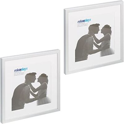 Relaxdays Cadre photo, lot de 2, 38,5 x 38,5 cm, forme carrée, à accrocher ou poser, passe-partout, argenté Relaxdays Cadre photo, lot de 2, 38,5 x 38,5 cm, forme carrée, à accrocher ou poser, passe-partout, argenté