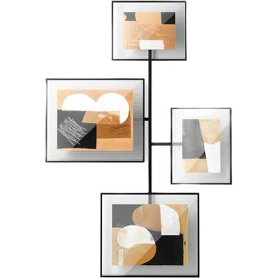 Umbra Cadre photo mural en verre nervuré noir Flûte La bordure en verre cannelé attrape la lumière, affiche plusieurs photos, cadre en métal, matériel de montage inclus Umbra Cadre photo mural en verre nervuré noir Flûte La bordure en verre cannelé attrape la lumière, affiche plusieurs photos, cadre en métal, matériel de montage inclus