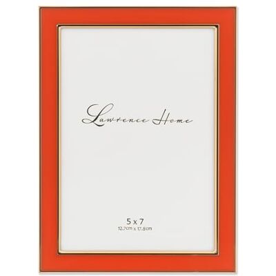 Lawrence Frames Cadre en métal, émail poli, Orange, 12,7 x 17,8 cm Lawrence Frames Cadre en métal, émail poli, Orange, 12,7 x 17,8 cm