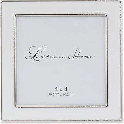 Lawrence Frames Cadre en métal, émail poli, Blanc, 10,2 x 10,2 cm Lawrence Frames Cadre en métal, émail poli, Blanc, 10,2 x 10,2 cm