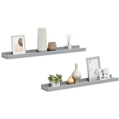 vidaXL Fotoplanken 2 st 60x9x3 cm MDF grijs vidaXL Fotoplanken 2 st 60x9x3 cm MDF grijs