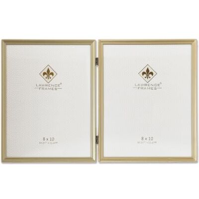 Lawrence Frames Cadre avec bordure de perles, format double, 20,3 x 25,4 cm Doré satiné Lawrence Frames Cadre avec bordure de perles, format double, 20,3 x 25,4 cm Doré satiné