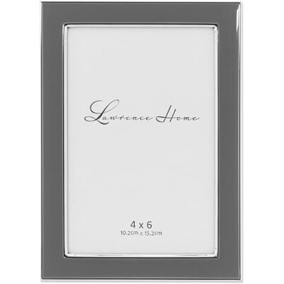 Lawrence Frames Cadre en métal, émail poli, Gris, 10,2 x 15,2 cm Lawrence Frames Cadre en métal, émail poli, Gris, 10,2 x 15,2 cm