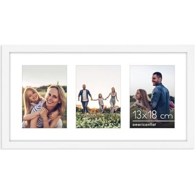 Americanflat Cadre Photo 13x18 cm Blanc Cadre Pêle-Mêle 25x51 cm sans Passe-Partout ou avec Passe-Partout pour Trois Photos 18x13 cm avec Plexi Poli Americanflat Cadre Photo 13x18 cm Blanc Cadre Pêle-Mêle 25x51 cm sans Passe-Partout ou avec Passe-Partout pour Trois Photos 18x13 cm avec Plexi Poli