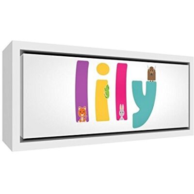 Little Helper Toile avec Cadre en Bois Massif Blanc Style Illustratif Coloré avec le Nom de Jeune Fille Lily 19 x 46 x 3 cm Petite Little Helper Toile avec Cadre en Bois Massif Blanc Style Illustratif Coloré avec le Nom de Jeune Fille Lily 19 x 46 x 3 cm Petite