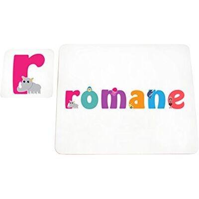 Little Helper Napperon avec Coaster Style Illustratif Coloré avec le Nom de Jeune Fille Romane Little Helper Napperon avec Coaster Style Illustratif Coloré avec le Nom de Jeune Fille Romane