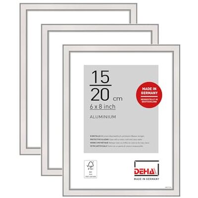 DEHA Design cadre photo, 15 x 20 cm (set de 3), aluminium, Argent brillant, cadre photopour poserau format paysage et portrait, verre synthétique, Boston DEHA Design cadre photo, 15 x 20 cm (set de 3), aluminium, Argent brillant, cadre photopour poserau format paysage et portrait, verre synthétique, Boston