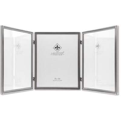 Lawrence Frames Cadre avec bordure de perles, format triple 20,3 x 25,4 cm, en étain Lawrence Frames Cadre avec bordure de perles, format triple 20,3 x 25,4 cm, en étain