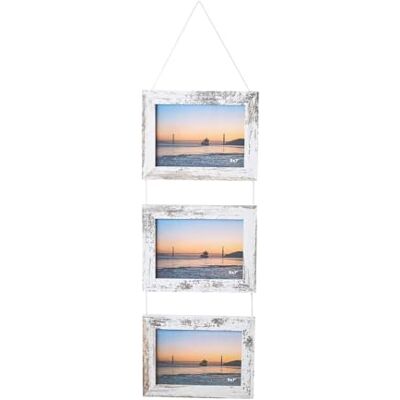 ART Cadre photo collage mural, pour 3 photos, en bois MDF avec véritables vitres, à suspendre, blanc vintage, 3 x 13 x 18 cm ART Cadre photo collage mural, pour 3 photos, en bois MDF avec véritables vitres, à suspendre, blanc vintage, 3 x 13 x 18 cm