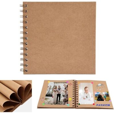 Vmoomax Album Scrapbooking DIY 18×18 cm, 20 Feuilles/40 Pages Papier Kraft, Carnet Souvenir Spirale Couverture Rigide pour Famille, Mariage, Voyage, Anniversaire, Cadeau Noël Vmoomax Album Scrapbooking DIY 18×18 cm, 20 Feuilles/40 Pages Papier Kraft, Carnet Souvenir Spirale Couverture Rigide pour Famille, Mariage, Voyage, Anniversaire, Cadeau Noël