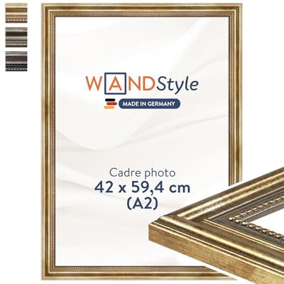 WANDStyle Cadre photo bois vintage, cadre A2 doré, cadres photo 42x60 cm WANDStyle Cadre photo bois vintage, cadre A2 doré, cadres photo 42x60 cm