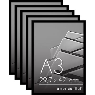 Americanflat Cadre Photo A3 Noir Cadre A3 avec Bordure Fine, Plexi Poli, Matériel de Suspension Intégré pour Mur Suspension Horizontale ou Verticale Lot de 5 Americanflat Cadre Photo A3 Noir Cadre A3 avec Bordure Fine, Plexi Poli, Matériel de Suspension Intégré pour Mur Suspension Horizontale ou Verticale Lot de 5