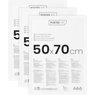 ART Lot de 3 Cadre Photo 50x70 en MDF et Verre Acrylique Fixation Verticale ou Horizontale, Idéal pour Photo, Poster ou Puzzle 1000 Pièces Cadre Blanc ART Lot de 3 Cadre Photo 50x70 en MDF et Verre Acrylique Fixation Verticale ou Horizontale, Idéal pour Photo, Poster ou Puzzle 1000 Pièces Cadre Blanc
