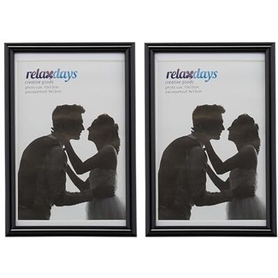 Relaxdays Cadres photo, lot de 10, 10x15 cm, passe-partout 9x13 cm, picture frame à poser ou suspendre, noir Relaxdays Cadres photo, lot de 10, 10x15 cm, passe-partout 9x13 cm, picture frame à poser ou suspendre, noir
