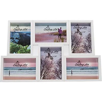 ART Collage de cadres photo pour plusieurs photos, collage photo en bois MDF avec verre (blanc, 6 x 10 x 15 cm) ART Collage de cadres photo pour plusieurs photos, collage photo en bois MDF avec verre (blanc, 6 x 10 x 15 cm)