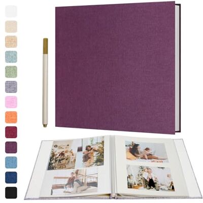 Vienrose Album Photo Adhésif Scrapbooking 40 Pages en Lin Relié 33x32 cm avec Un Stylo Métallique pour Mariage Bébé Famille Voyage Vienrose Album Photo Adhésif Scrapbooking 40 Pages en Lin Relié 33x32 cm avec Un Stylo Métallique pour Mariage Bébé Famille Voyage