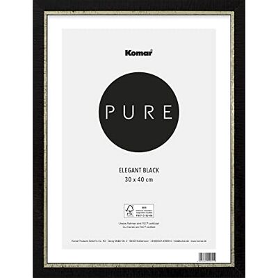 Komar BI-3040-EL-B Cadre photo en bois élégant noir 30 x 40 cm avec plastique incassable et verre acrylique transparent Noir/doré Komar BI-3040-EL-B Cadre photo en bois élégant noir 30 x 40 cm avec plastique incassable et verre acrylique transparent Noir/doré