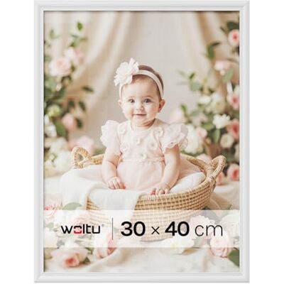 WOLTU 1 pièce Cadre de Photo en Bois Artos Style Façade en Verre,30x40cm,Blanc 9437 WOLTU 1 pièce Cadre de Photo en Bois Artos Style Façade en Verre,30x40cm,Blanc 9437