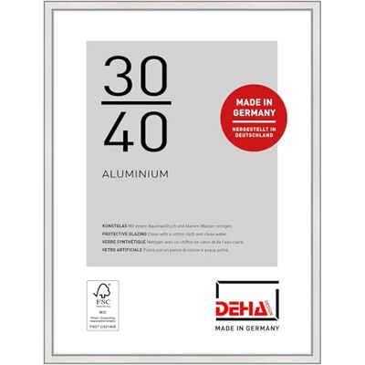 DEHA Design cadre photo, 30 x 40 cm, aluminium, Argent brillant, cadre photopour accrocherau format paysage et portrait, verre synthétique, Boston DEHA Design cadre photo, 30 x 40 cm, aluminium, Argent brillant, cadre photopour accrocherau format paysage et portrait, verre synthétique, Boston