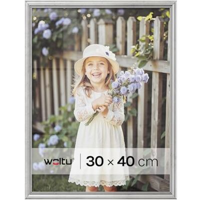 WOLTU 1 pièce Cadre de Photo en Bois Artos Style Façade en Verre,30x40cm,Argent 9443 WOLTU 1 pièce Cadre de Photo en Bois Artos Style Façade en Verre,30x40cm,Argent 9443