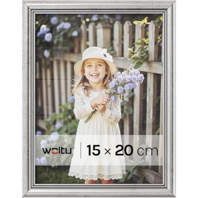 WOLTU 1 pièce Cadre de Photo en Bois Artos Style Façade en Verre,15x20cm,Argent 9425 WOLTU 1 pièce Cadre de Photo en Bois Artos Style Façade en Verre,15x20cm,Argent 9425