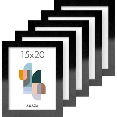ACAZA Lot de 5 Cadres Photo 15x20cm Noir, Pour Photo, Affiche et Poster, En Bois MDF et Verre Acrylique, Portrait et Paysage, Décoration Murale ou sur Table ACAZA Lot de 5 Cadres Photo 15x20cm Noir, Pour Photo, Affiche et Poster, En Bois MDF et Verre Acrylique, Portrait et Paysage, Décoration Murale ou sur Table
