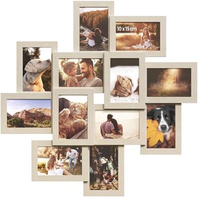 SONGMICS Cadre Photo Pêle-Mêle Mural pour 12 Photos, 64,5 x 3,6 x 65,4 cm SONGMICS Cadre Photo Pêle-Mêle Mural pour 12 Photos, 64,5 x 3,6 x 65,4 cm