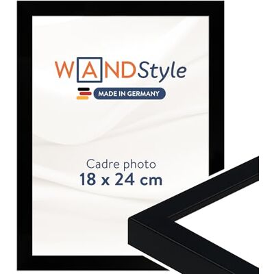 WANDStyle Cadre photo bois moderne, cadre noir, cadres photo 18x24 cm mural, encadrement tableau 24x18 cm, cadres pour photos, encadrement à suspendre et à poser, H950 – Made in Germany WANDStyle Cadre photo bois moderne, cadre noir, cadres photo 18x24 cm mural, encadrement tableau 24x18 cm, cadres pour photos, encadrement à suspendre et à poser, H950 – Made in Germany