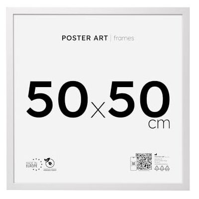 ART Cadre Photo 50x50 en MDF et Verre Acrylique Fixation Verticale ou Horizontale, Idéal pour Photo au Poster Cadre Blanc ART Cadre Photo 50x50 en MDF et Verre Acrylique Fixation Verticale ou Horizontale, Idéal pour Photo au Poster Cadre Blanc