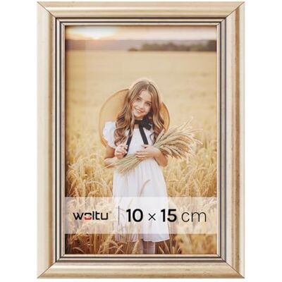 WOLTU 1 pièce Cadre de Photo en Bois Artos Style Façade en Verre,10x15cm,Or 9408 WOLTU 1 pièce Cadre de Photo en Bois Artos Style Façade en Verre,10x15cm,Or 9408