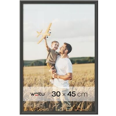 WOLTU Cadre photo 30 x 45 cm, cadre photo en bois massif et panneau en plastique, mural et table, collage photo, noir WOLTU Cadre photo 30 x 45 cm, cadre photo en bois massif et panneau en plastique, mural et table, collage photo, noir