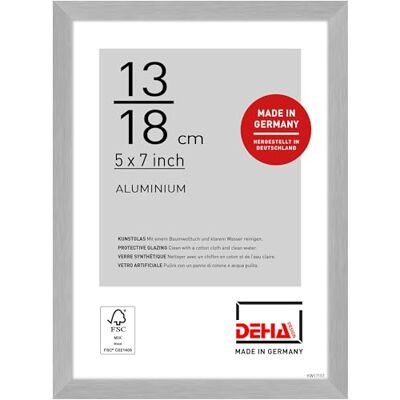 DEHA Design cadre photo, 13 x 18 cm, aluminium, Argent mat, cadre photopour poserau format paysage et portrait, verre synthétique, Tribeca DEHA Design cadre photo, 13 x 18 cm, aluminium, Argent mat, cadre photopour poserau format paysage et portrait, verre synthétique, Tribeca
