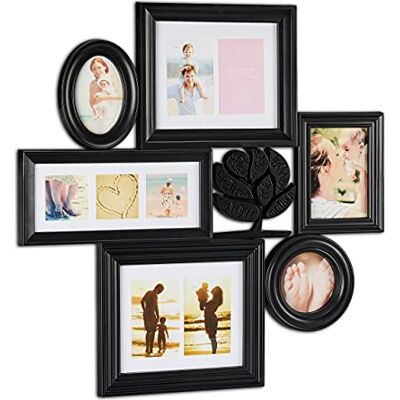 Relaxdays Cadre photo pêle-mêle, 10 images, collage mural, plastique, souvenirs, famille, HxL 70,5 x 70,5 cm, noir Relaxdays Cadre photo pêle-mêle, 10 images, collage mural, plastique, souvenirs, famille, HxL 70,5 x 70,5 cm, noir