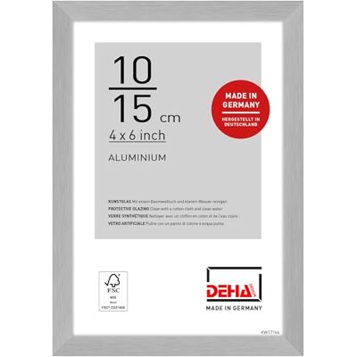 DEHA Design cadre photo, 10 x 15 cm, aluminium, Argent mat, cadre photopour poserau format paysage et portrait, verre synthétique, Tribeca DEHA Design cadre photo, 10 x 15 cm, aluminium, Argent mat, cadre photopour poserau format paysage et portrait, verre synthétique, Tribeca