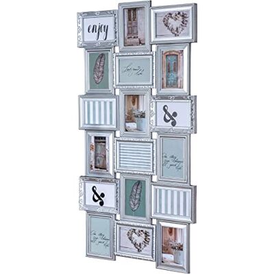 levandeo Cadre photo, argenté, pour 18 photos, 10 x 15 cm, style baroque, antique, nostalgie, maison de campagne, collage levandeo Cadre photo, argenté, pour 18 photos, 10 x 15 cm, style baroque, antique, nostalgie, maison de campagne, collage