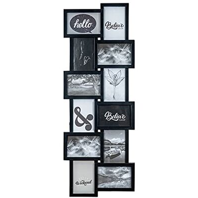levandeo Cadre photo pour 12 photos, 10 x 15 cm, noir, 32 x 83 cm, avec vitres en verre, aspect 3D, collage photo levandeo Cadre photo pour 12 photos, 10 x 15 cm, noir, 32 x 83 cm, avec vitres en verre, aspect 3D, collage photo