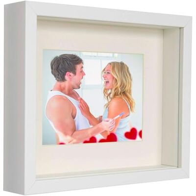 20 x 25 cm Box 3D Cadre Photo avec Passe-Partout 13 x 13 cm, Blanc 20 x 25 cm Box 3D Cadre Photo avec Passe-Partout 13 x 13 cm, Blanc