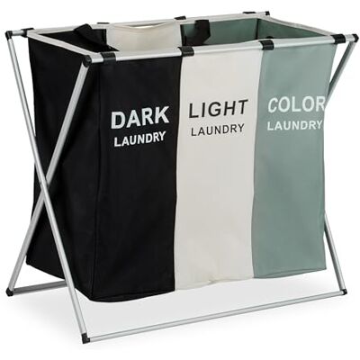 Relaxdays Meuble à Linge, 3 Compartiments, capacité : 105 litres, Pliable, H x L x P : 60 x 65 x 36,5 cm, Multicolore Relaxdays Meuble à Linge, 3 Compartiments, capacité : 105 litres, Pliable, H x L x P : 60 x 65 x 36,5 cm, Multicolore