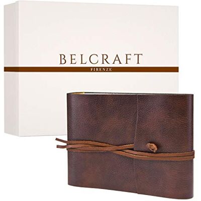 Belcraft Tivoli Album photo relié en cuir recyclé, fabriqué en Italie, album photo, scrapbooking, album photo 6 x 4, A5 (16 x 21 cm), marron Belcraft Tivoli Album photo relié en cuir recyclé, fabriqué en Italie, album photo, scrapbooking, album photo 6 x 4, A5 (16 x 21 cm), marron