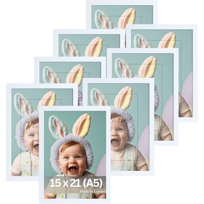 Victor Dali Lot de 8 cadres photo carrés en bois 15 x 21 cm (A5) Blanc 15 x 21 cm Cadre photo blanc Victor Dali Lot de 8 cadres photo carrés en bois 15 x 21 cm (A5) Blanc 15 x 21 cm Cadre photo blanc