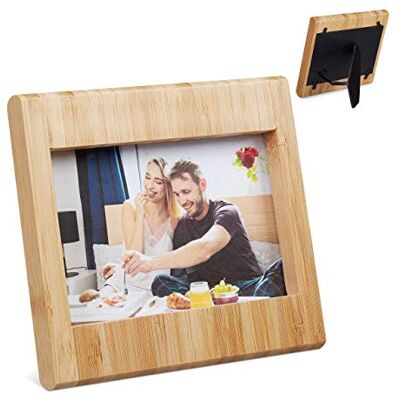 Relaxdays Cadre photo en bambou, Cadre à image à poser, sur pieds ou paysage, à remplir, 10x15cm, naturel Relaxdays Cadre photo en bambou, Cadre à image à poser, sur pieds ou paysage, à remplir, 10x15cm, naturel