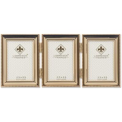 Lawrence Frames Cadre avec bordure de perles, format triple 6,3 x 8,9 cm, doré Lawrence Frames Cadre avec bordure de perles, format triple 6,3 x 8,9 cm, doré